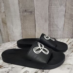 🌷Aritzia TNA Black Slide Sandals with White Logo🌷 size:9